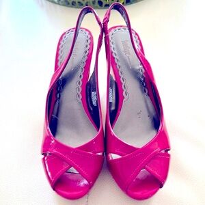 Nordstroms Boutique Tia Fuchsia Espadrille Sandals Size 8.5 Wedge Stacked Heel